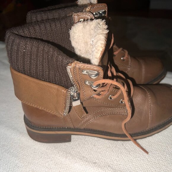 CALL IT SPRING Size 6.5, Brown lace boots with Faux Fur inside - Picture 2 of 5